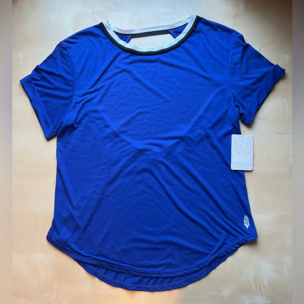 FP Movement by Free People Zephyr Open-Back Workout Tee in Blue size x-small - Picture 4 of 9